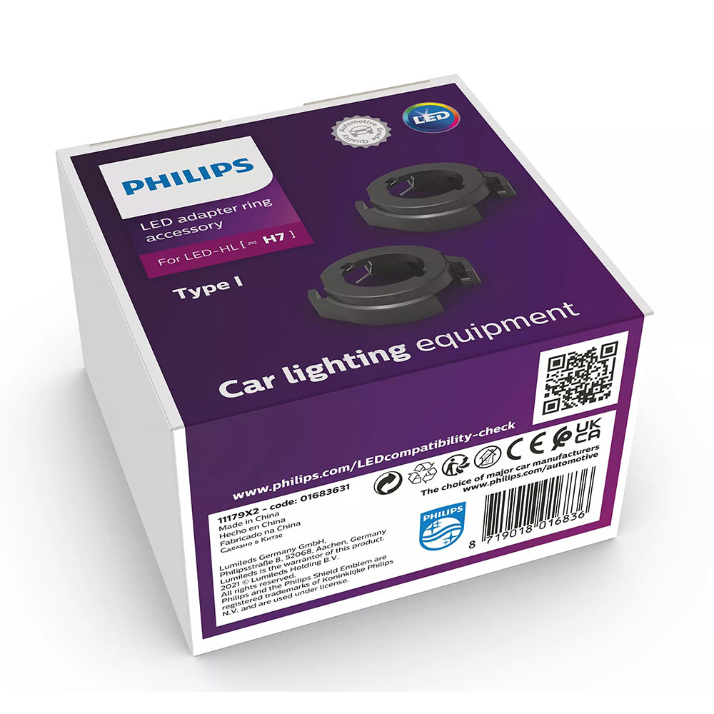 Original Philips Adapter Ringe Typ I für Ultinon Pro6000 H7 LED 11972X2 LED mit Straßenzulassung 12V +230% Birne Lampe