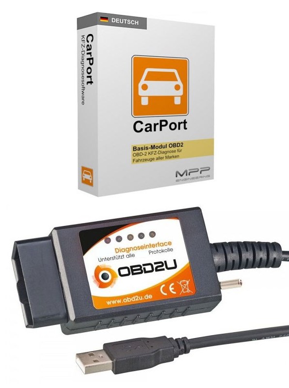 Interface USB + Original CARPORT STARTER EDITION / VOLLVERSION / OBD 2 OBD2 Diagnose Software in DEUTSCH / ENGLISCH für VW Audi Seat Skoda
