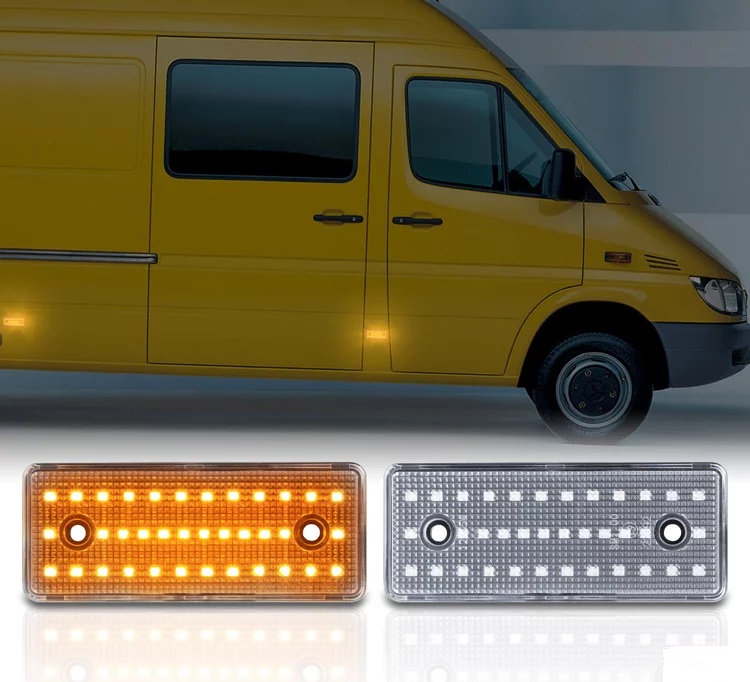 2x LED Seitenmarkierungsleuchten Seitenmarkierungs Leuchten Seitenbegrenzungsleuchten in Klarglas SET für Mercedes Sprinter W901-905 ab 1995-2006 / VW LT 1995-2006