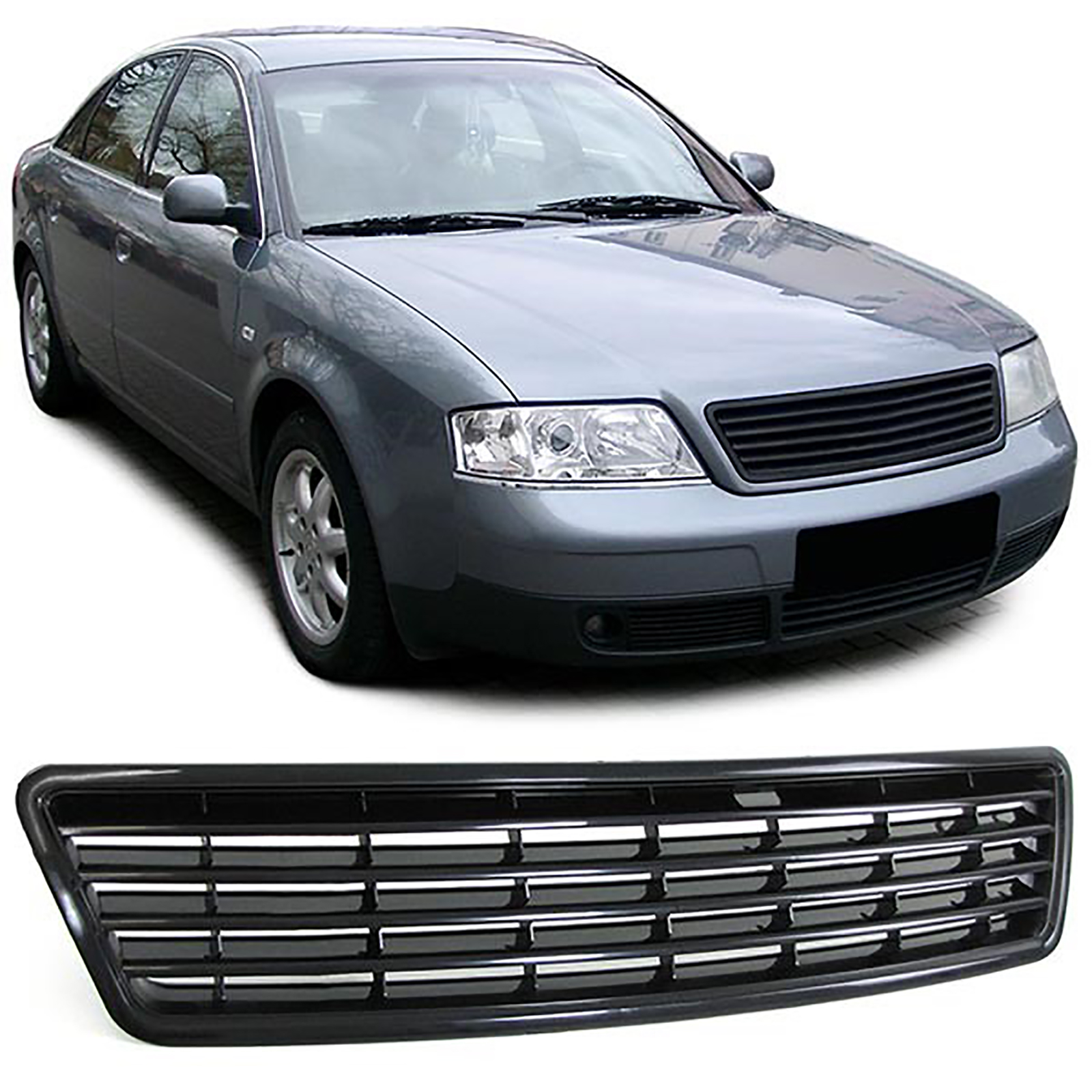 Kühlergrill Sportgrill Grill Schwarz für Audi A6 4B C5 ab 1997-2001