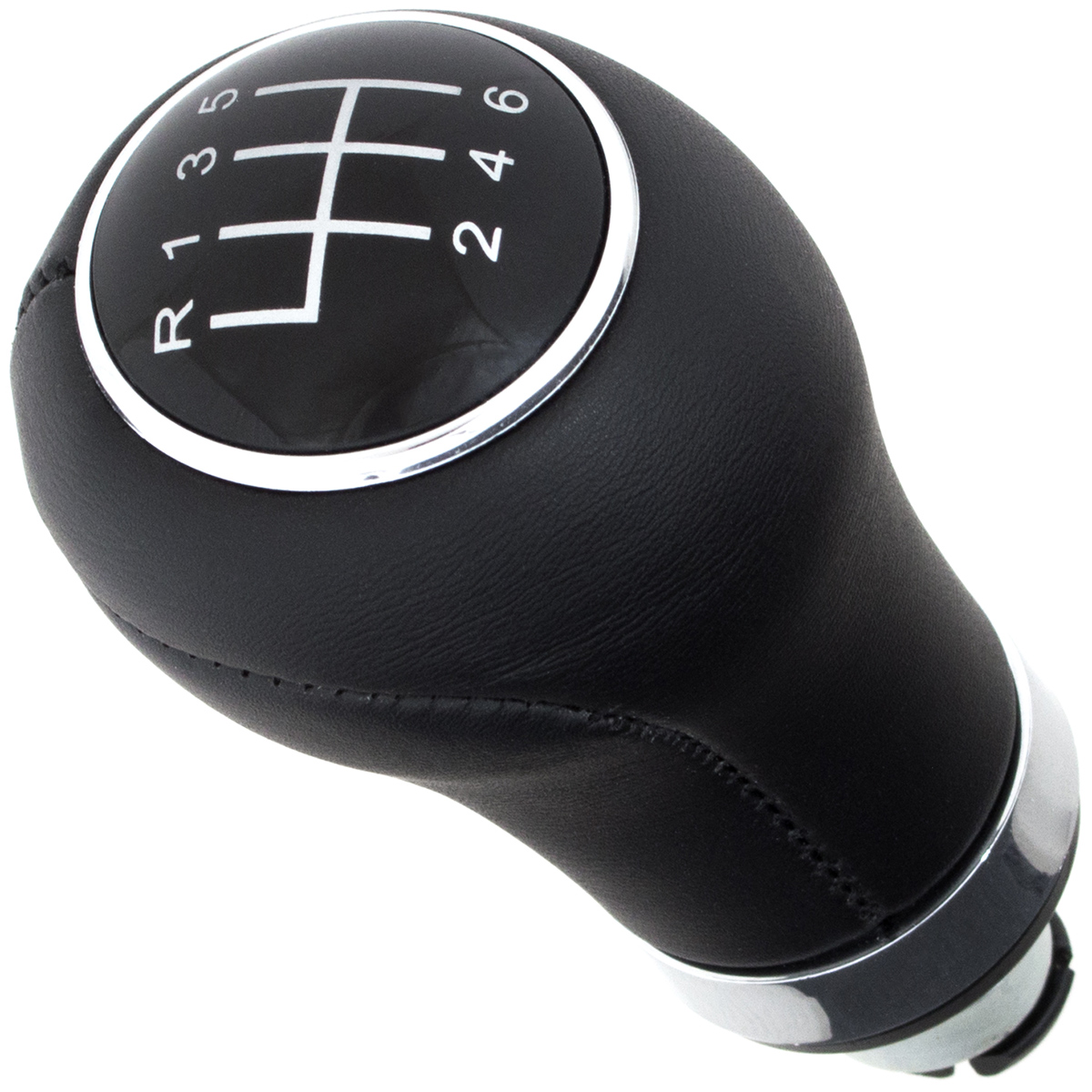 Leder Schaltknauf Knauf 6-Gang in Schwarz 12mm Aufnahme für Skoda Fabia Octavia Yeti Superb Citygo Seat Ibiza Cordoba Leon Mii Arosa Arona