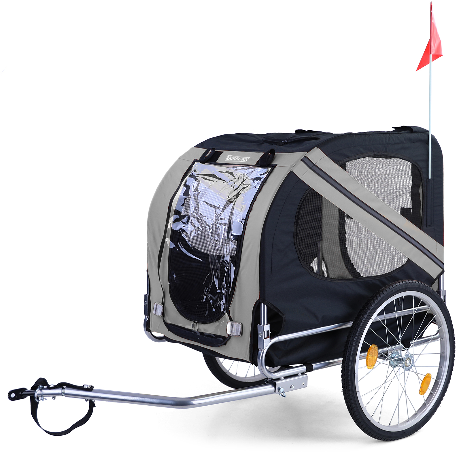 Fahrrad Anhänger / Hunde Anhänger klappbar für Haustiere bis 40Kg Grau Schwarz in Top Qualität!