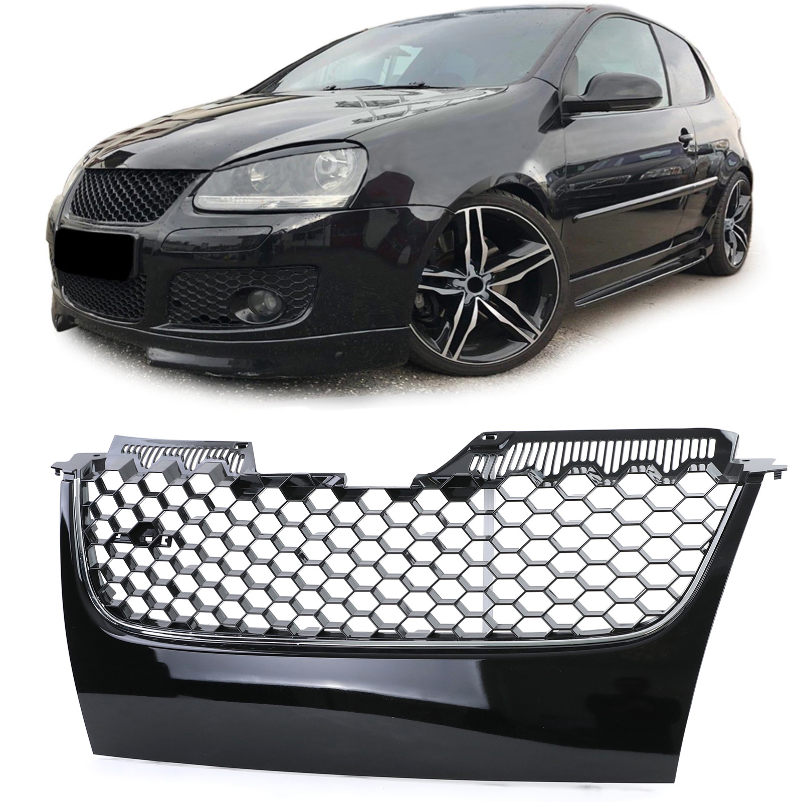 Kühlergrill Sportgrill Grill mit Chrom Leiste für VW Golf 5 GTI ab 2003-2009