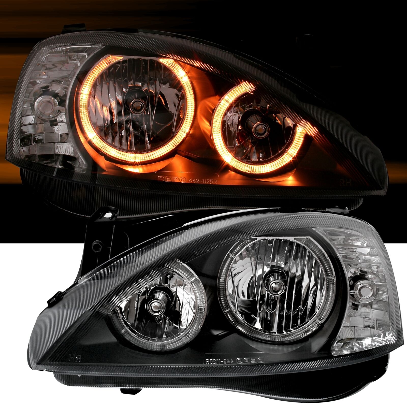 Angel Eyes Scheinwerfer Schwarz LINKS + RECHTS für Opel Corsa C ab 2000-2006