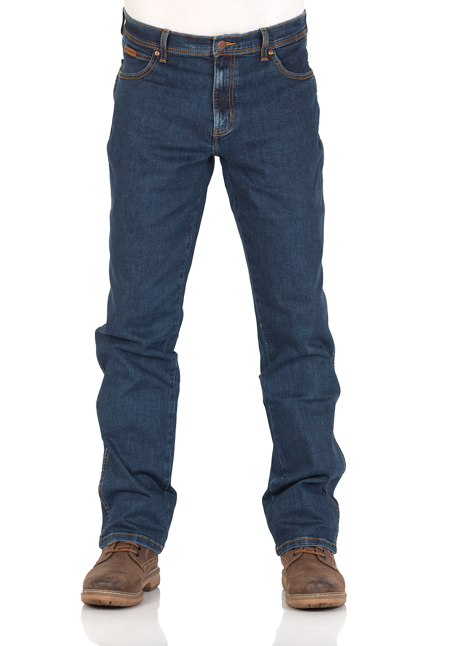Wrangler Texas Stretch Herren Jeans - Regular Fit - Blue Black - Black Overdye - Darkstone - Stonewash