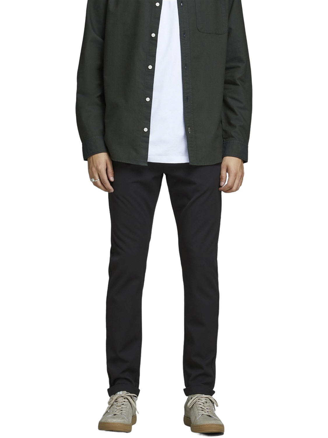 Jack & Jones Herren Chino Hose JPSTMARCO JJCONNOR AKM 769 - Slim Fit Schwarz