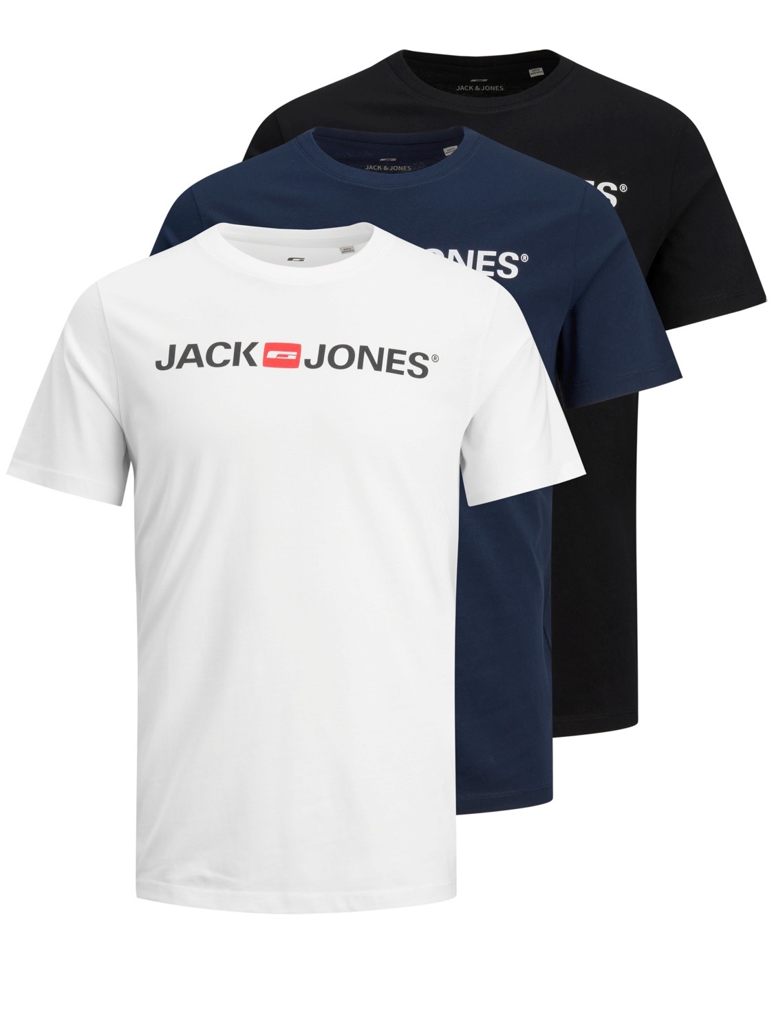 Jack & Jones Herren Rundhals T-Shirt JJECORP LOGO 3er PACK - Slim Fit