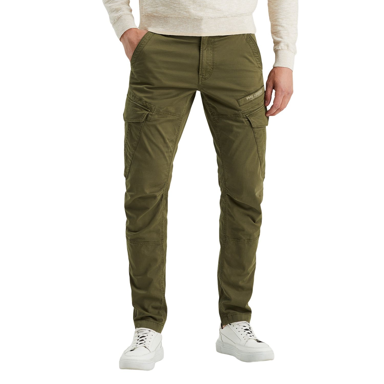 PME Legend Herren Cargohose NORDROP - Tapered Fit - Grau Beige Oliv