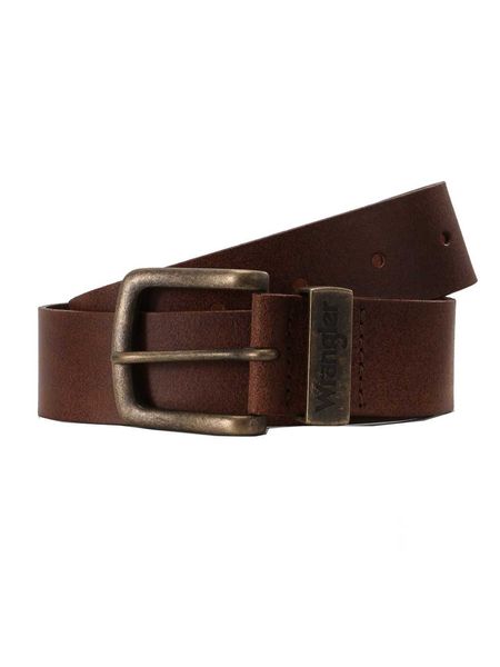 Wrangler Herren Jeans Leder Gürtel Metal Loop - Braun - Cognac