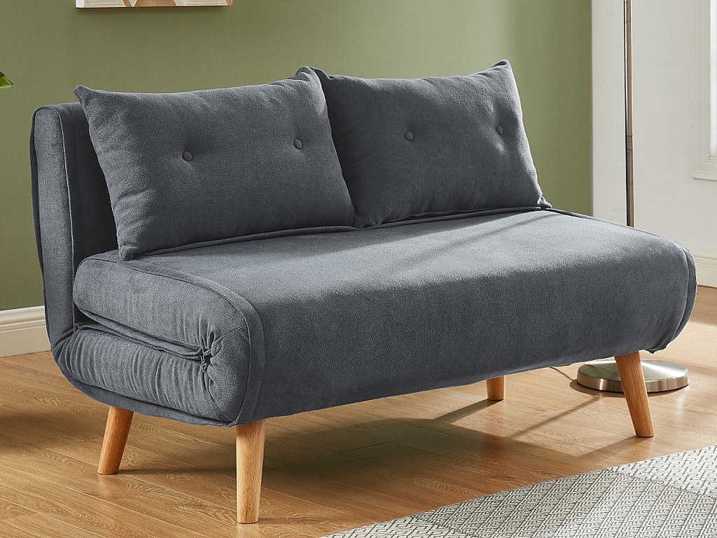 Schlafsofa 2-Sitzer - Stoff - Grau - VALERIO