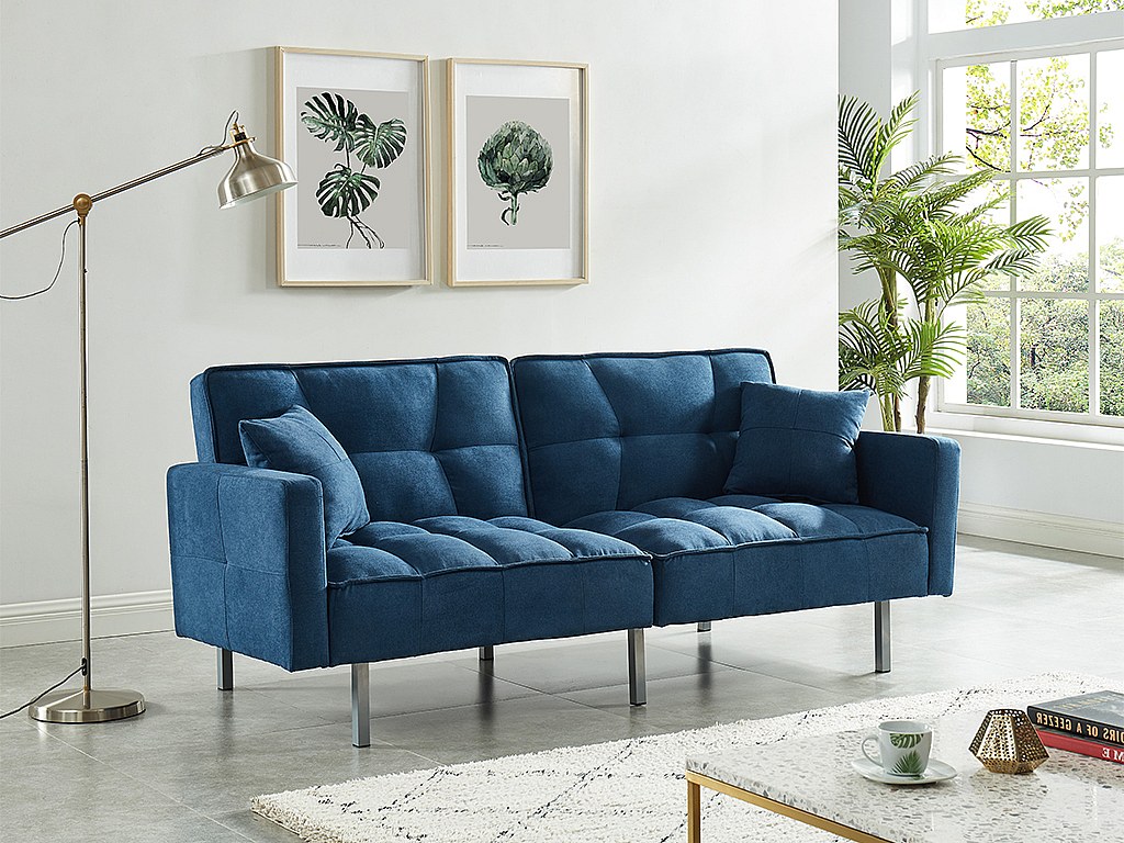 Schlafsofa Klappsofa 3-Sitzer - Stoff - Blau - MINEY