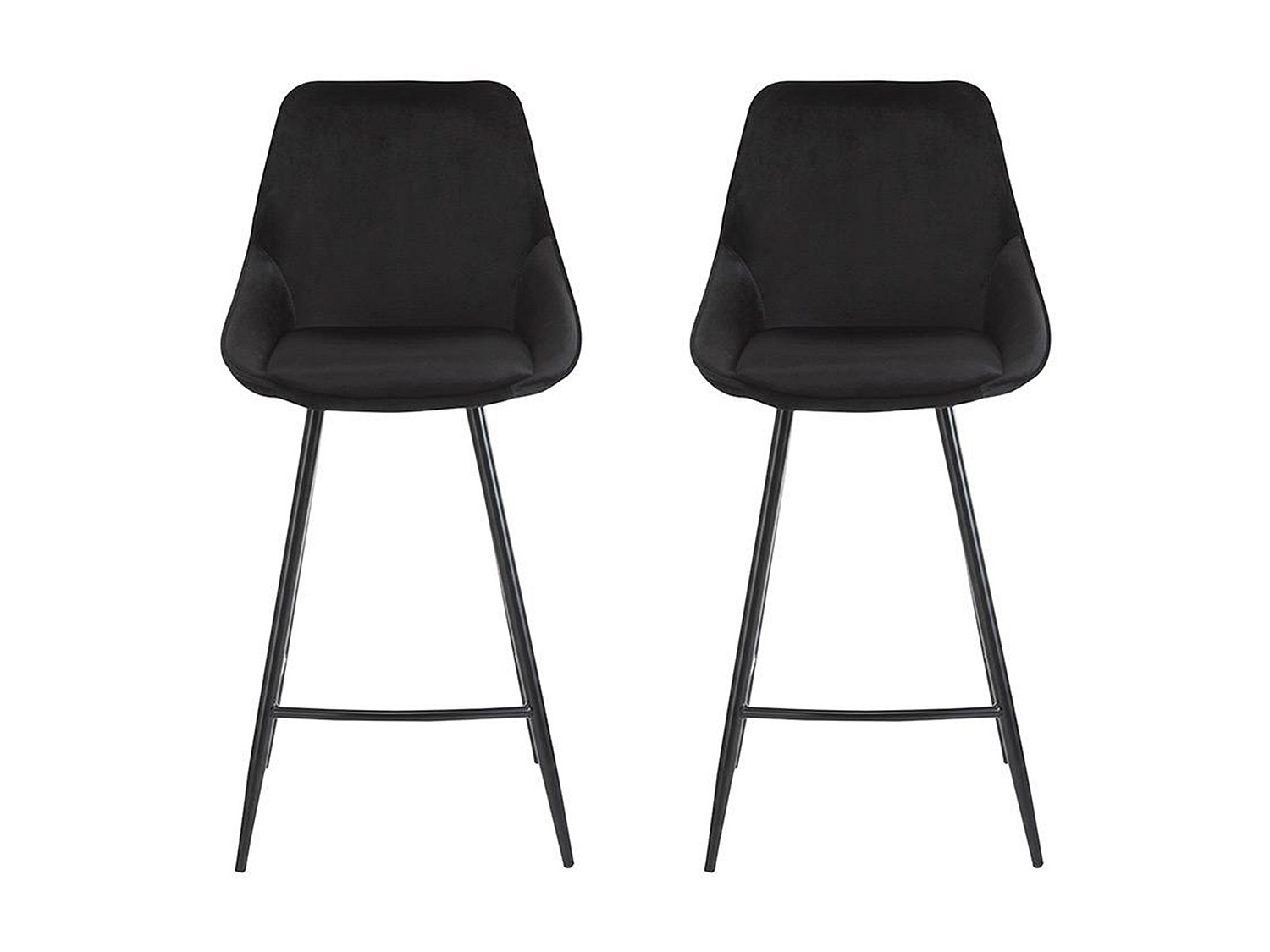 Barhocker 2er-Set - Samt - Schwarz - MASURIE
