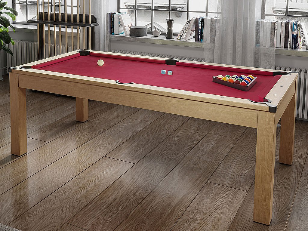 Multifunktionstisch Billard & Tischtennis - 213 x 112 x 81,5 cm - Rot - BALTHAZAR