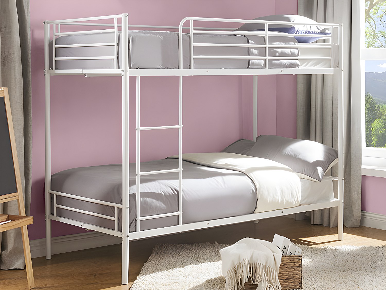 Etagenbett + Matratzen - 2 x 90 x 190 cm - Weiß - DUOTIS II