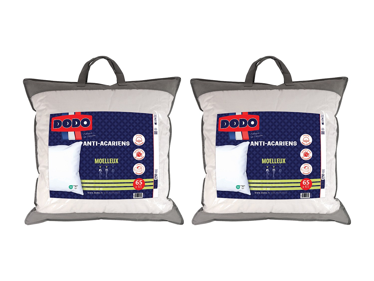 Kopfkissen 2er-Set antiallergen - 65 x 65 cm - ACTI PLUS II von DODO