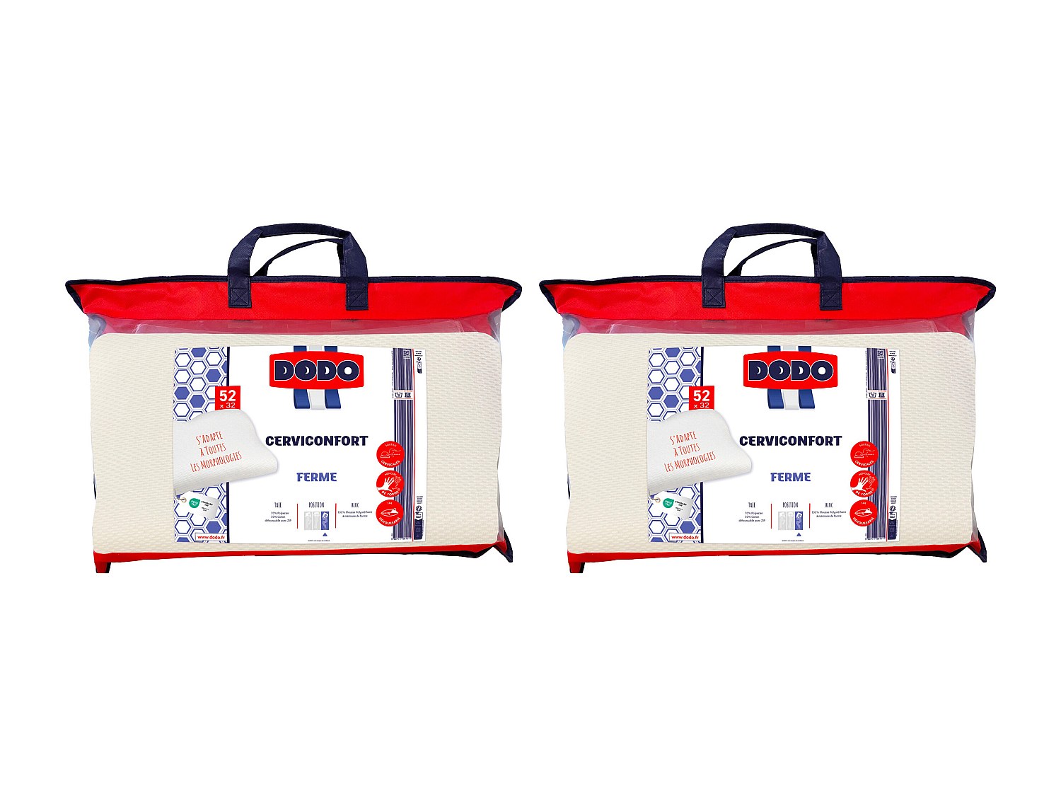 Ergonomisches Kopfkissen 2er-Set - 32 x 52 cm - DODO von PERFECT POSITION