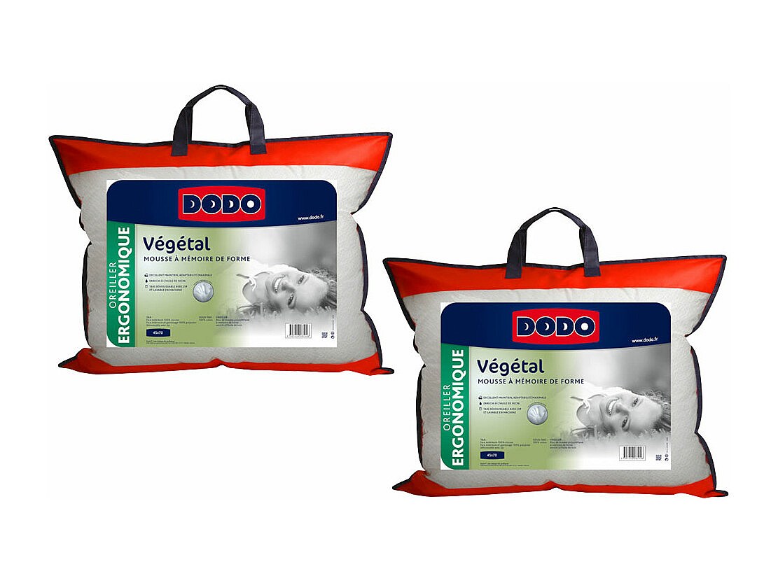 Ergonomisches Visco-Kopfkissen 2er-Set - 45 x 70 cm - DODO von VEGETAL