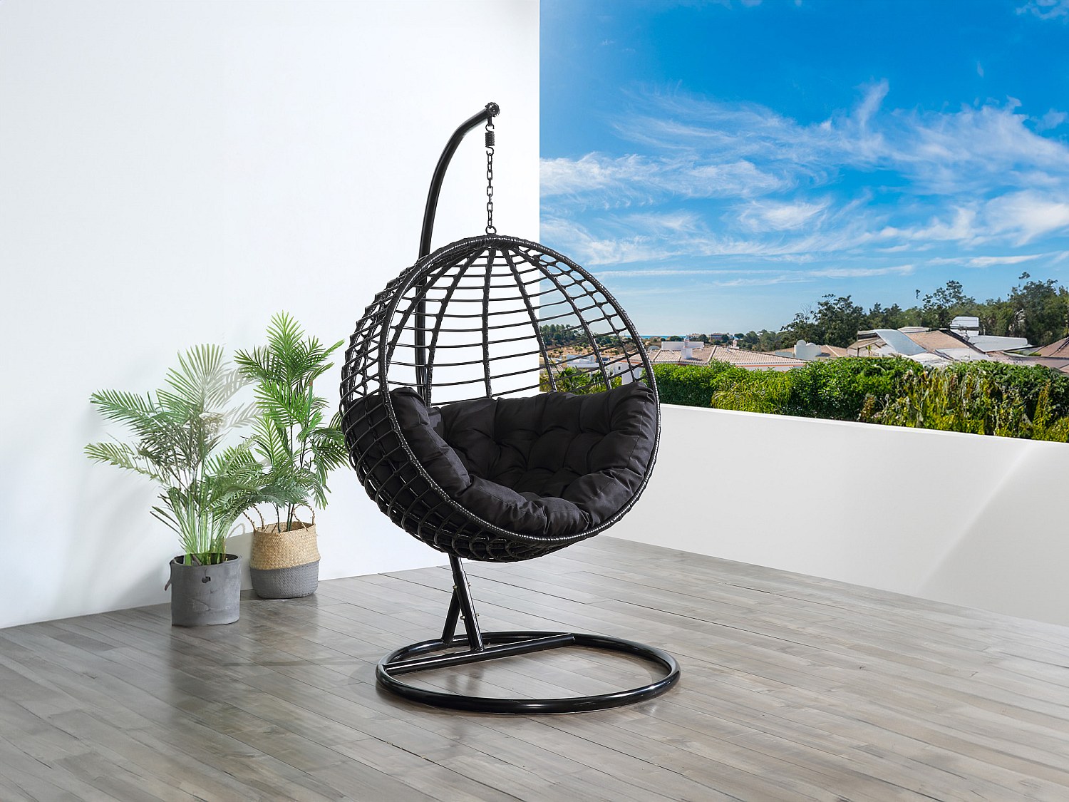 Hängesessel - Polyrattan - Schwarz - BONTOC von MYLIA