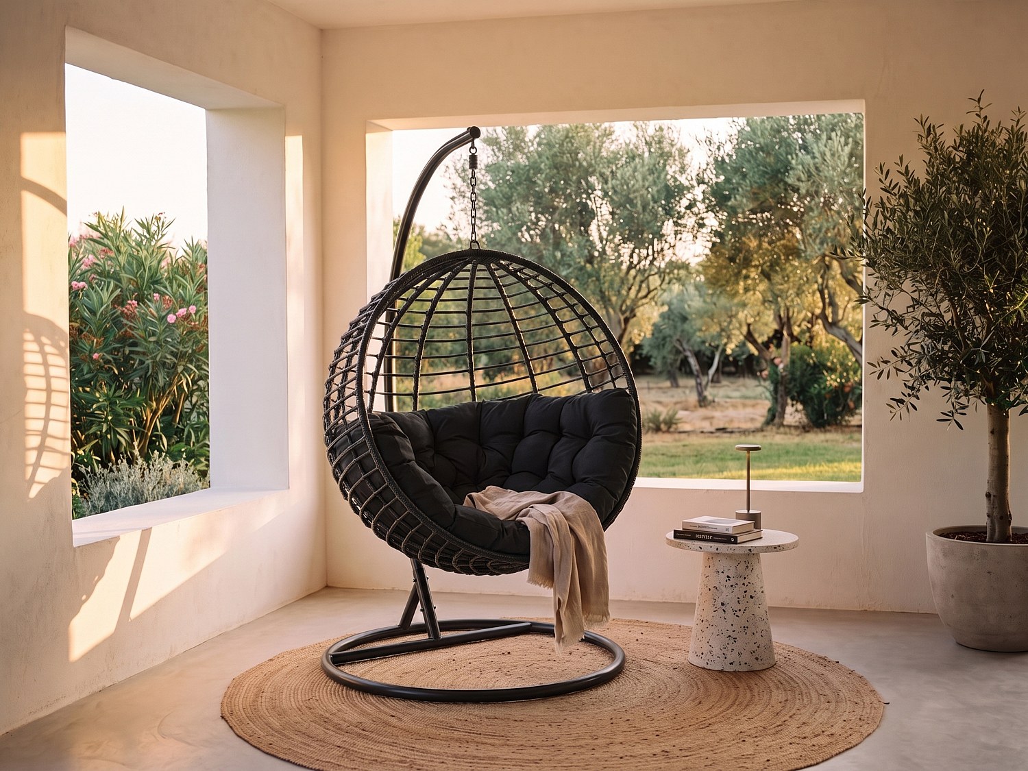 Hängesessel - Polyrattan - Schwarz - BONTOC von MYLIA