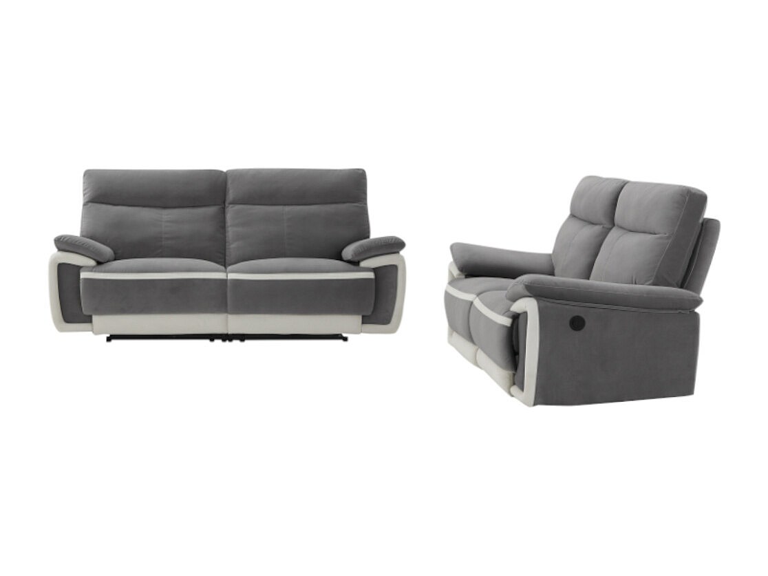 Couchgarnitur mit elektrischer Relaxfunktion 3+2 METTI - Samt - Grau