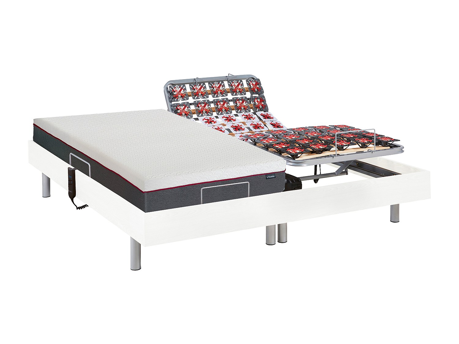 Relaxbett elektrisch - Matratzen mit Memory Schaum - ATRIDE von Ysmée - mit OKIN-Motor - Weiß - 2 x 80 x 200 cm