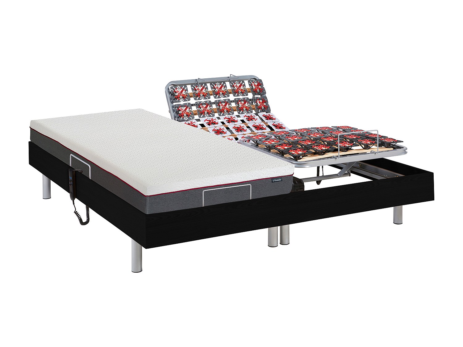 Relaxbett elektrisch - Matratzen mit Memory Schaum - ATRIDE von Ysmée - mit OKIN-Motor - Schwarz - 2 x 80 x 200 cm