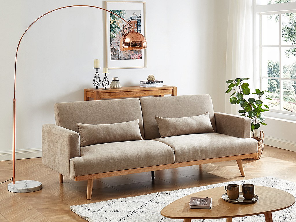 Schlafsofa Klappsofa 3-Sitzer - Stoff - Beige - ESME