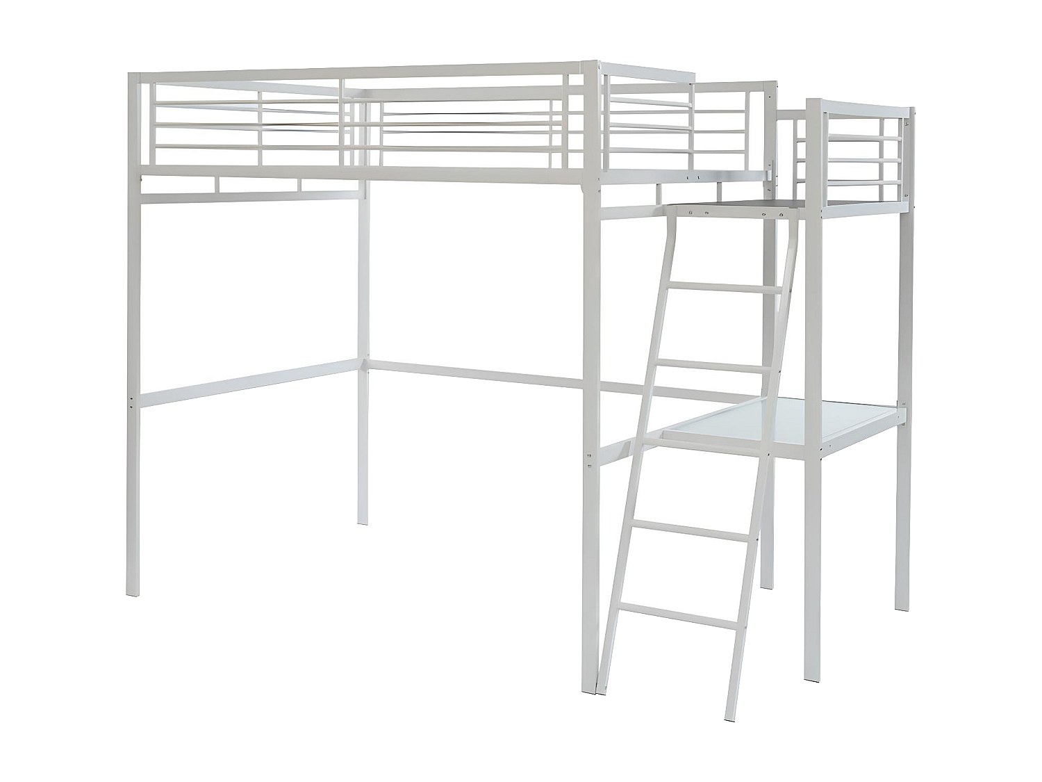 Hochbett mit Schreibtisch - 140 x 190 cm - Weiß - CASUAL II