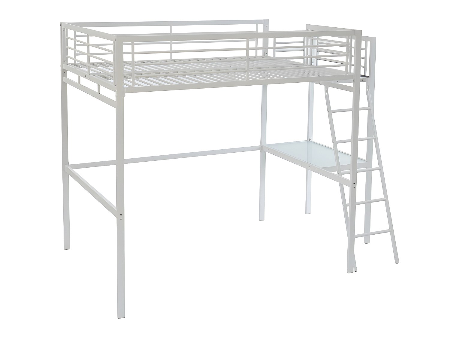 Hochbett mit Schreibtisch + Matratze - 140 x 190 cm - Weiß - CASUAL II