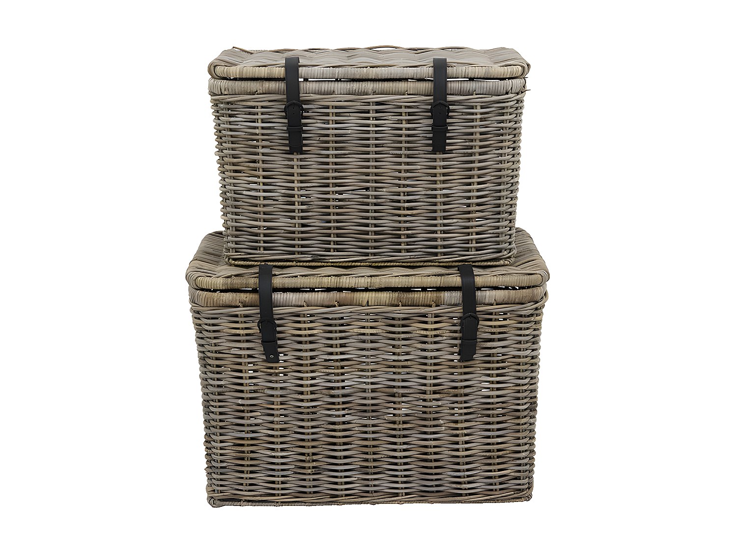 Koffer zur Aufbewahrung 2er-Set - Kubu - 80 x 45 x 55 cm & 70 x 35 x 45 cm - Grau - NEFTA