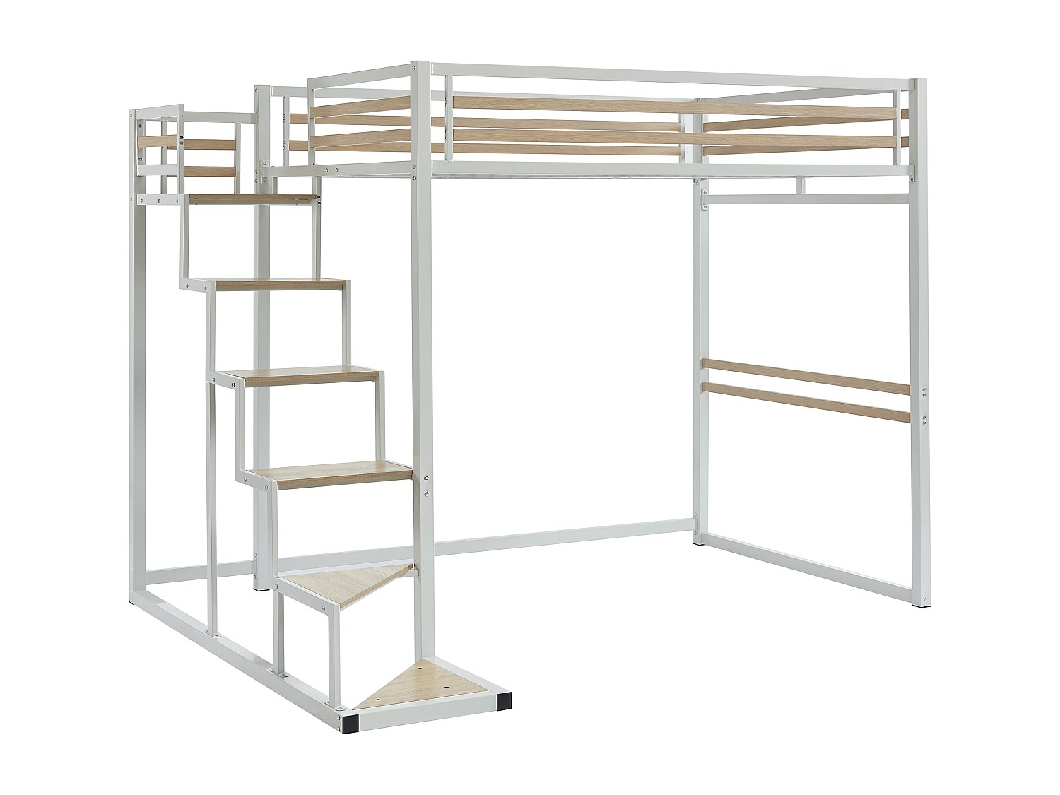 Hochbett - 140 x 200 cm - Metall & MDF - Weiß - JOGUI
