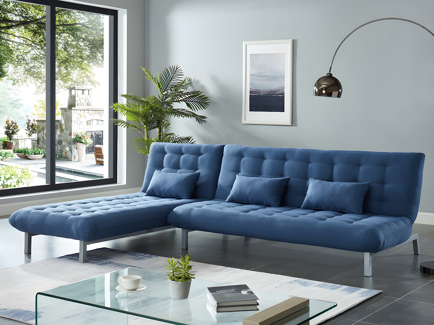 Schlafsofa Klappsofa modulierbar - Stoff - Blau - HORNET