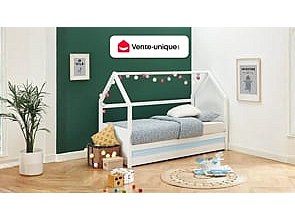 Ausziehbett Hausbett - Kiefernholz - 2 x 90 x 190 cm - Weiß - HURRA
