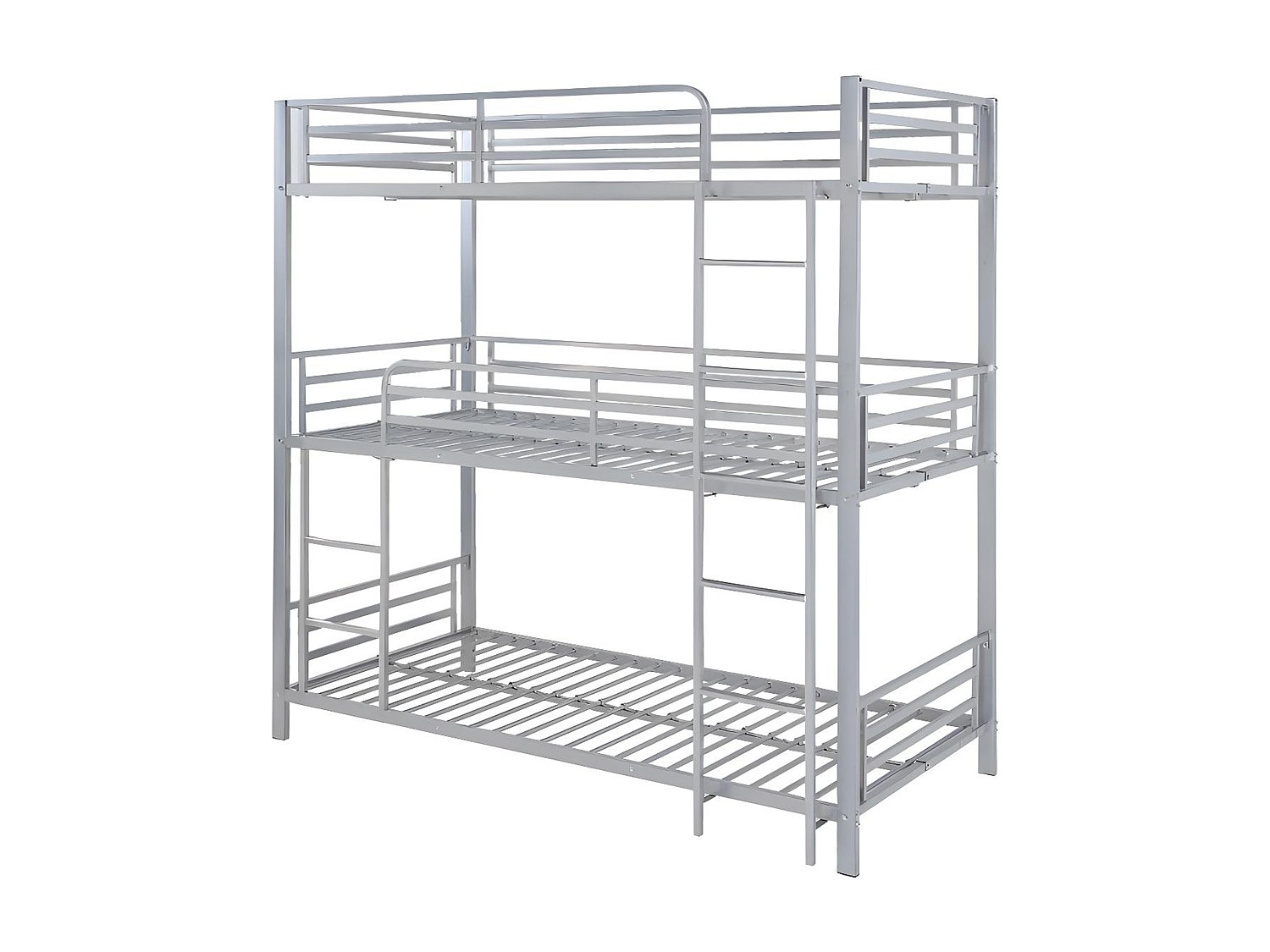 Etagenbett - 3 Personen - 3 x 90 x 190 cm - Metall - Silberfarben - ELOUAN III