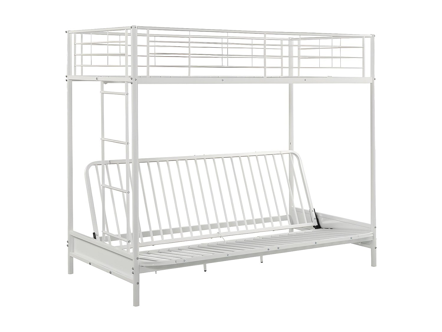 Hochbett mit Schlafsofa - 90 x 190 cm - Metall - Weiß - MODULO V