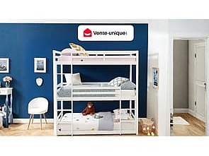 Etagenbett 3 Personen - Kiefernholz - 3 x 90 x 200 cm - Weiß - VAGAR
