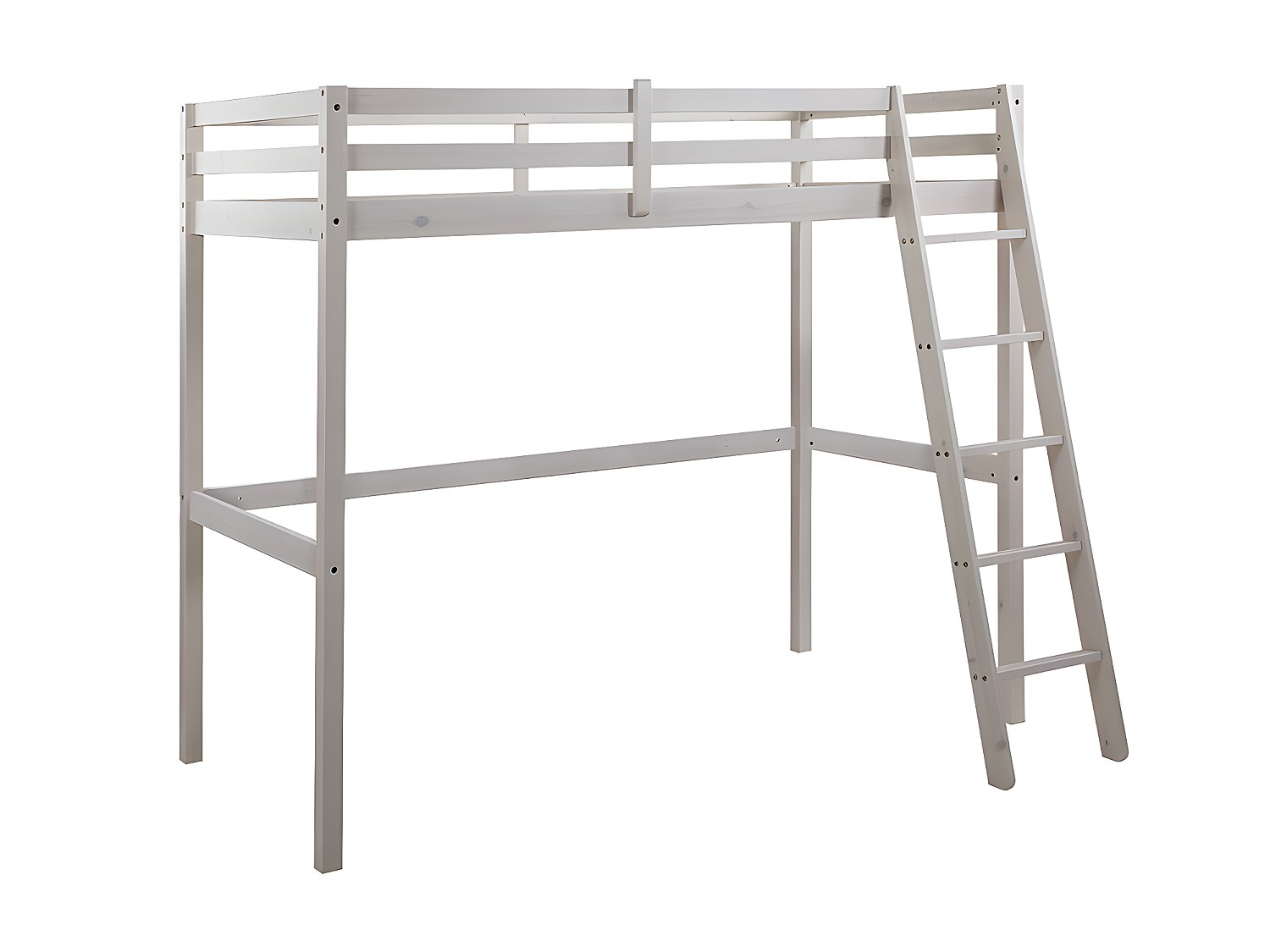 Hochbett + Matratze - 90 x 190 cm - Kiefer massiv - Geweißt - GEDEON II