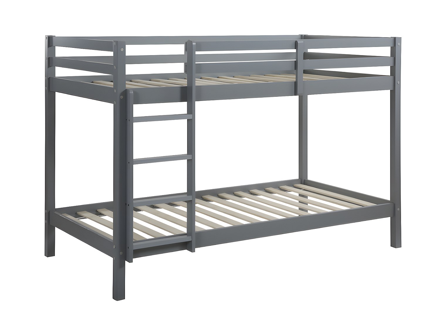 Etagenbett mit Matratzen - 2x 90 x 190 cm - Kiefer massiv - Grau - ANICET II
