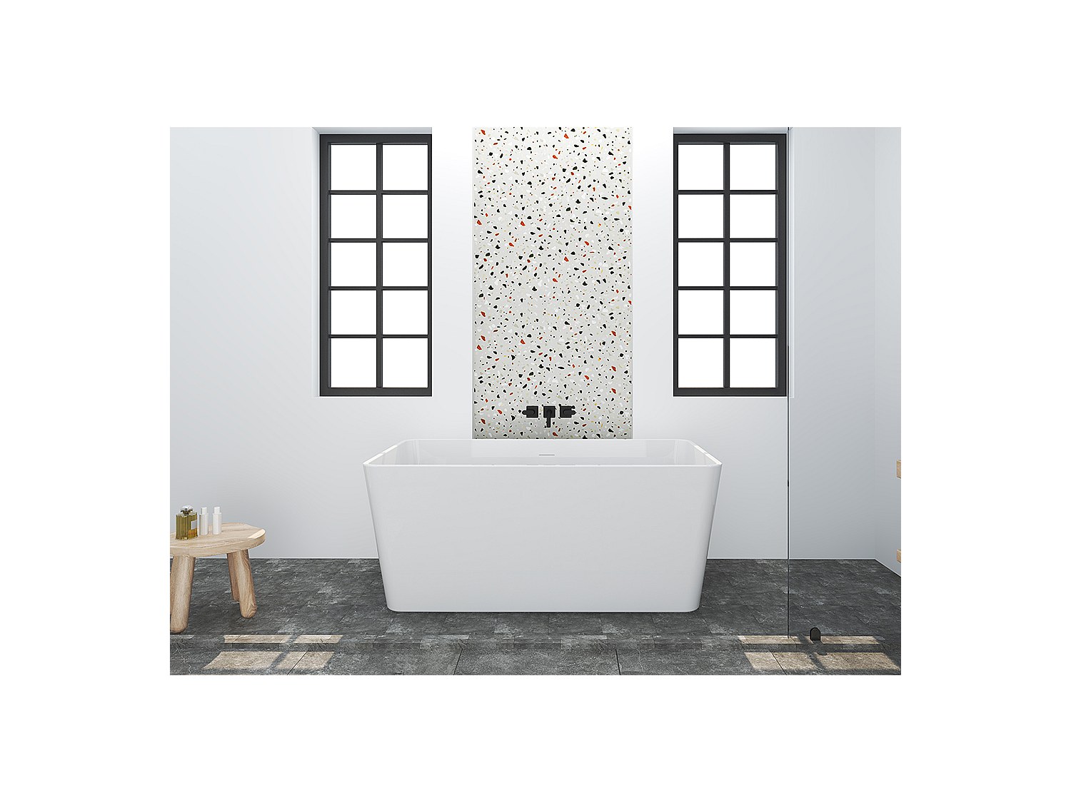 Freistehende rechteckige Badewanne 130 x 70 x 55 cm Acryl Weiß 197 L SPICARA