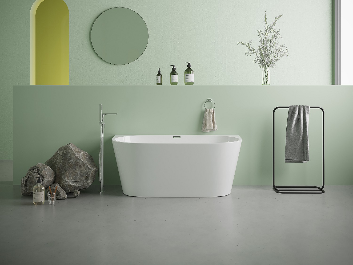 Halb freistehende Badewanne 130 x 71,5 x 58 cm Acryl Weiß 175 L DIVINA