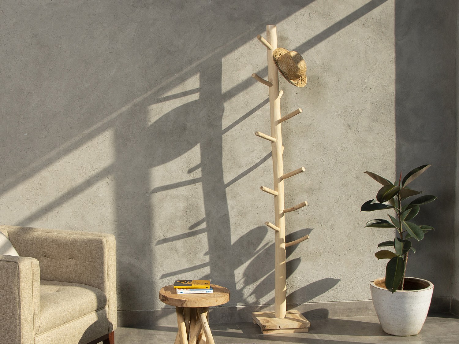 Kleiderständer - Teakholz - Naturfarben - LIPALIA