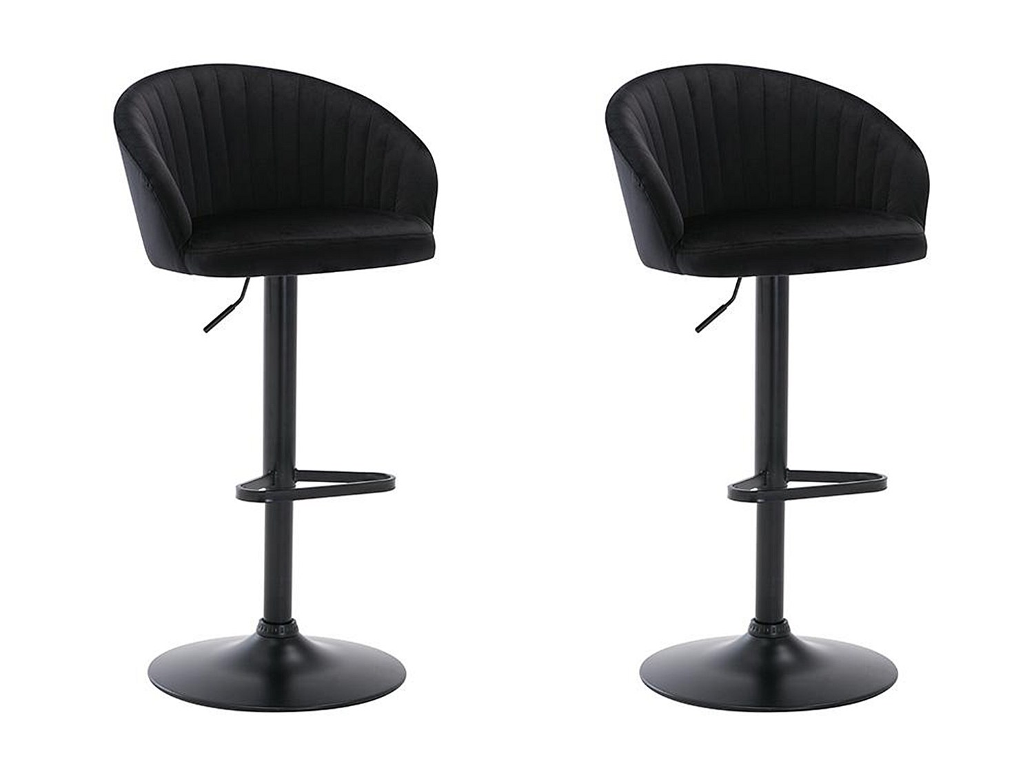 Barhocker 2er-Set - Samt & Metall - Schwarz - DORALIZ