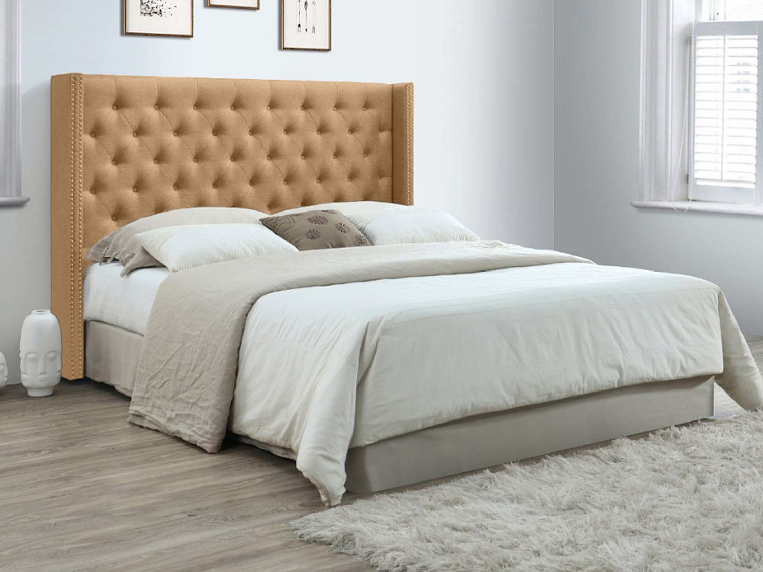 Bettkopfteil - B. 170 cm - Gepolstert Stoff - Beige - MASSIMO II