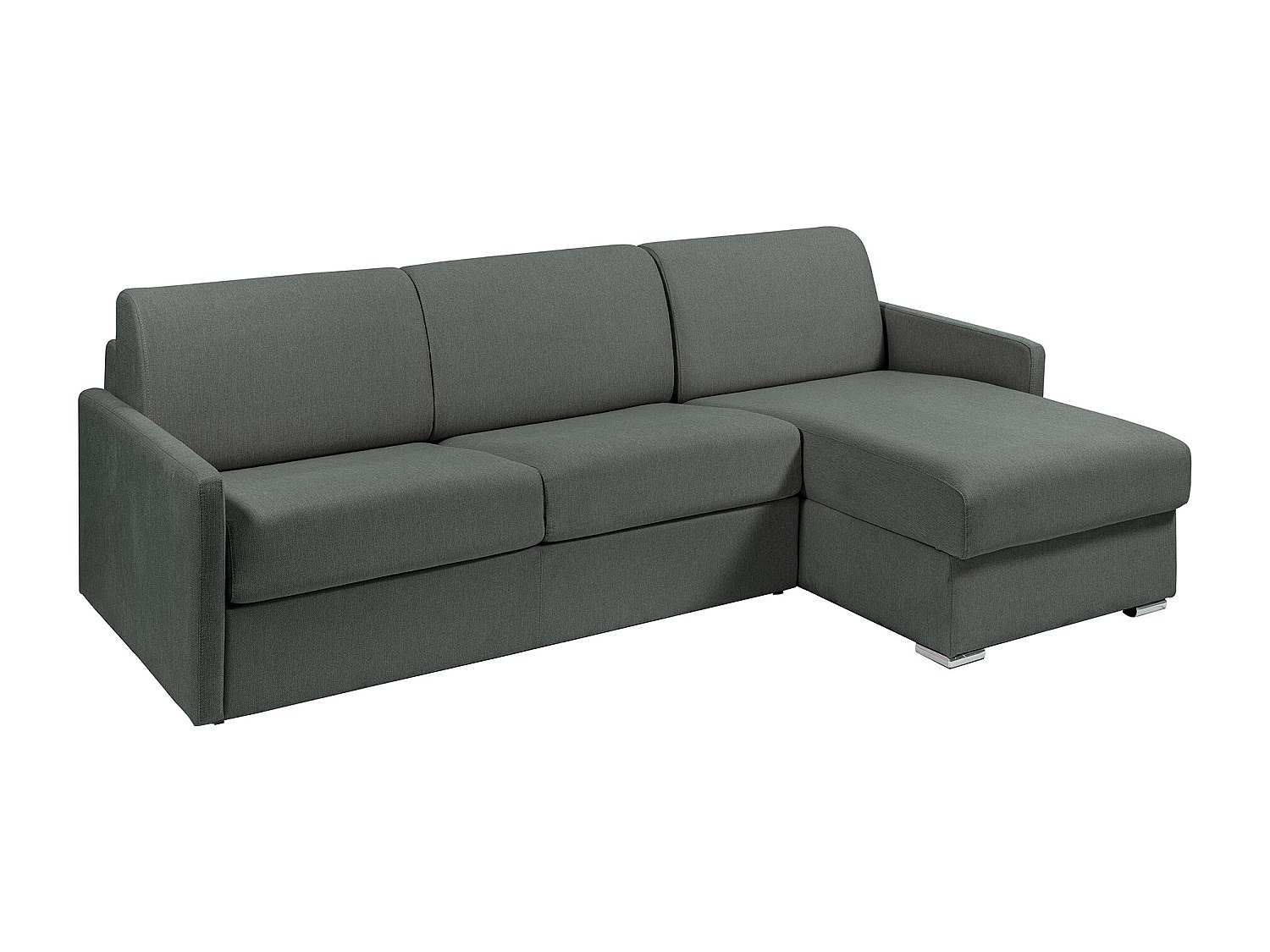 Ecksofa mit Matratze - Ecke wechselbar - Stoff - Grau - Liegefläche mit Lattenrost mit breiten Latten 140 cm - Matratze 22 cm mit Memory Schaum - CALIFE