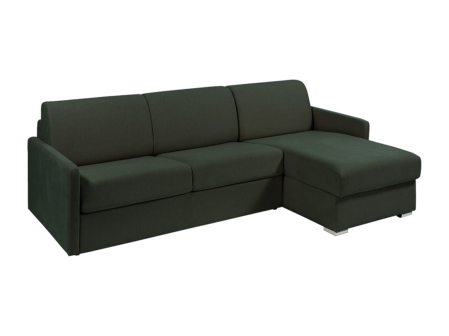 Ecksofa mit Matratze - Ecke wechselbar - Stoff - Tannengrün - Liegefläche mit Lattenrost mit breiten Latten 160 cm - Matratze 18 cm - CALIFE