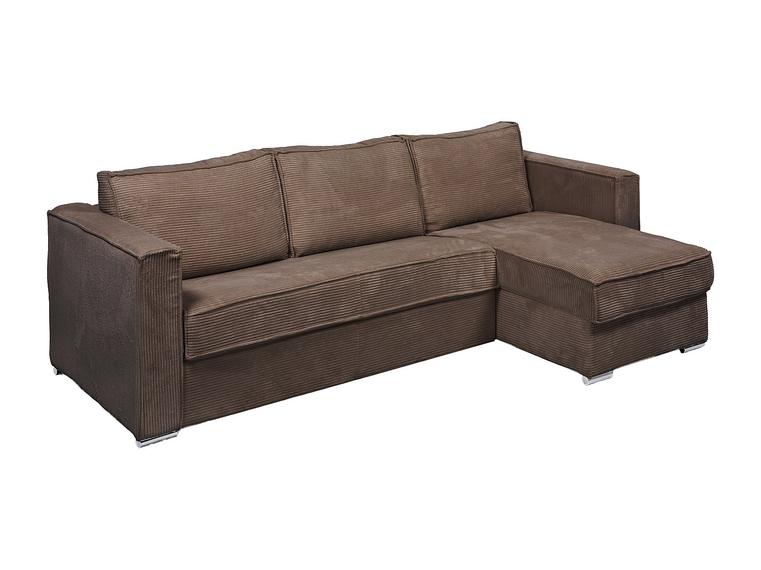 Eckschlafsofa mit Matratze - Ecke wechselbar - Cord - Braun - Liegefläche 140 cm - Matratze 18 cm - LORETO