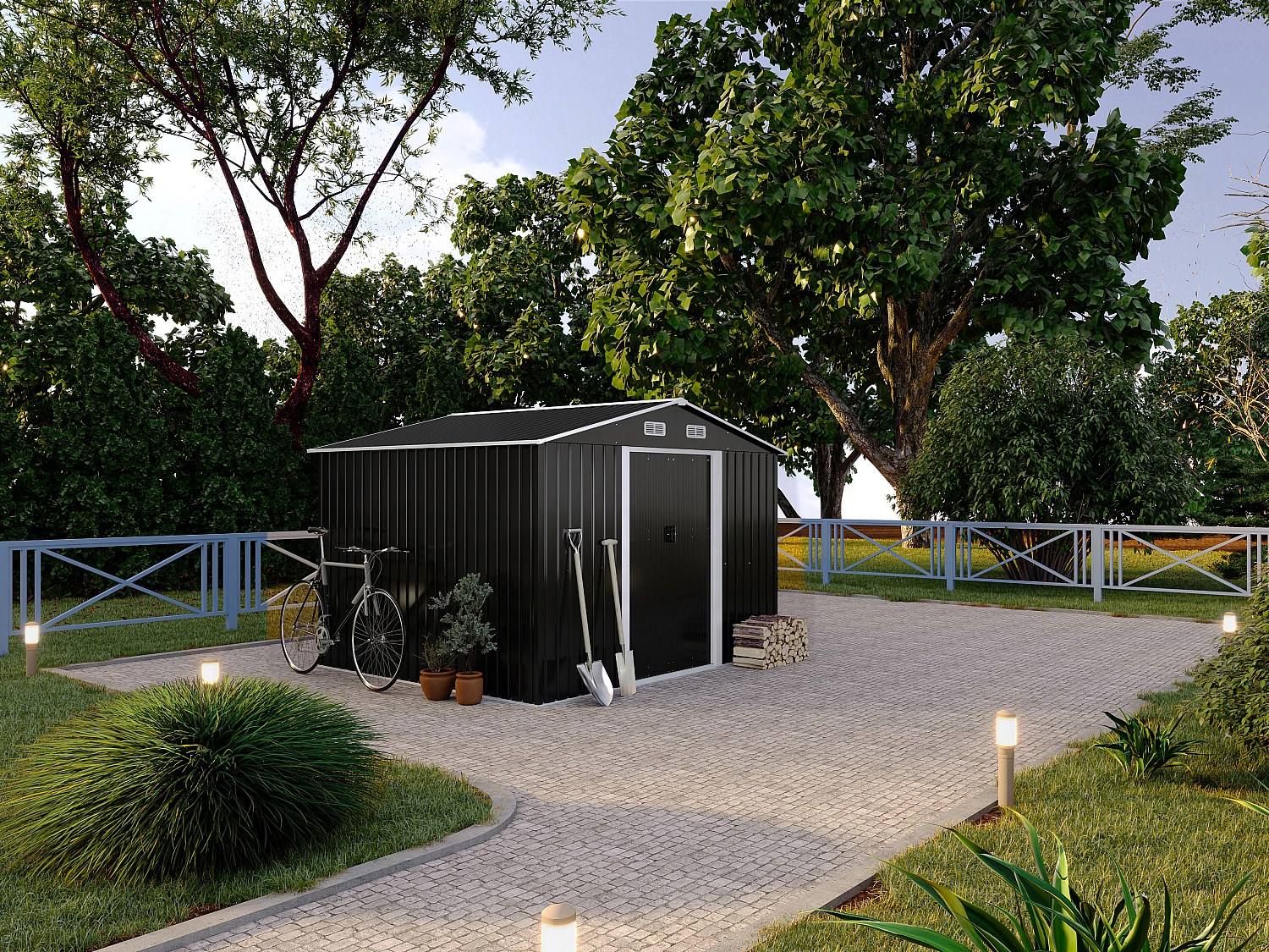 Gartenhaus aus verzinktem Stahl - 8 m² - Grau - MANSO