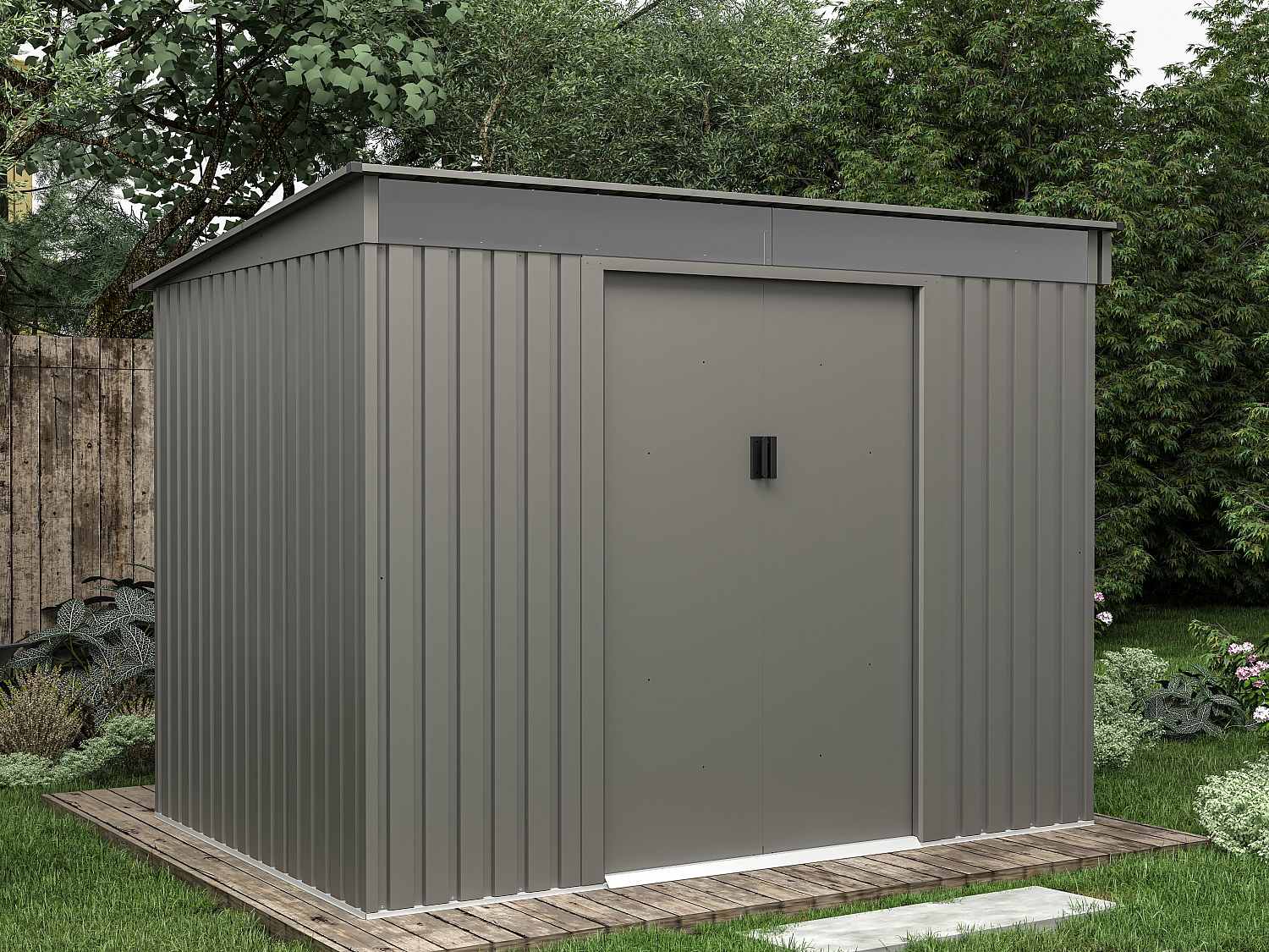 Gartenhaus aus verzinktem Stahl - 4,29 m² - grau - FOLCO