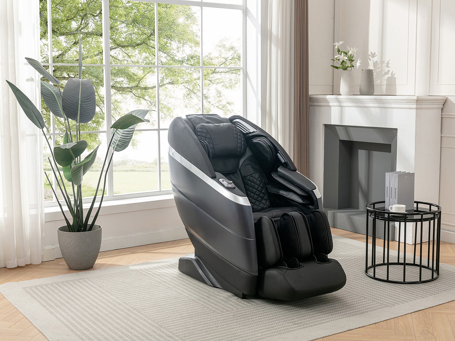 Massagesessel - Kunstleder - Sprachsteuerung - Zero-Gravity-System - Schwarz - ULAP