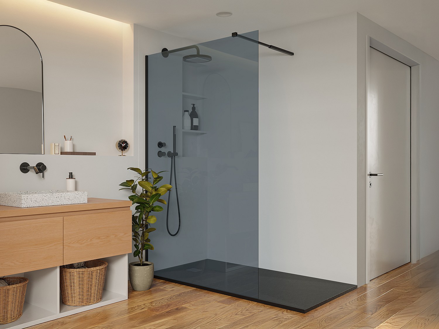 Duschtrennwand  italienische Dusche - 120 x 200 cm - Grau - MALIKA